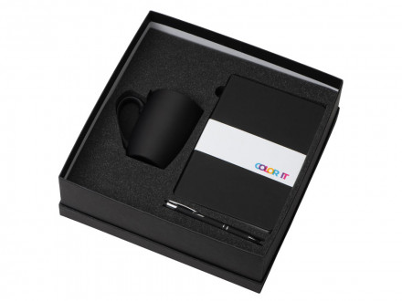 Подарочный набор с блокнотом С2, металлической ручкой и кружкой, черный