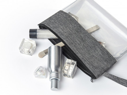 Косметичка из PVC и ткани Leony, прозрачный/темно-серый