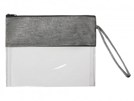 Косметичка из PVC и ткани Leony, прозрачный/темно-серый
