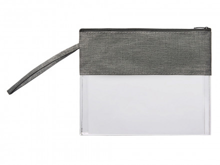 Косметичка из PVC и ткани Leony, прозрачный/темно-серый