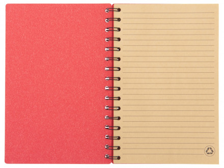 Блокнот на спирали в картонной обложке с переработанной бумагой Mania, красный