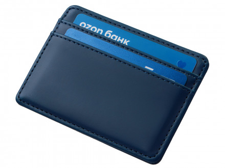 Картхолдер для двух карт и наличных денег с зажимом Crave, темно-синий