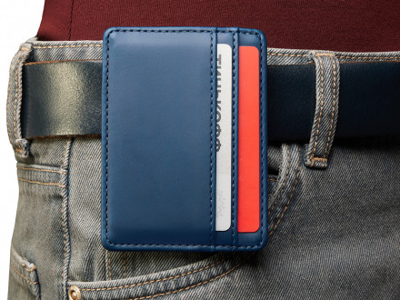 Картхолдер для двух карт и наличных денег с зажимом Crave, темно-синий