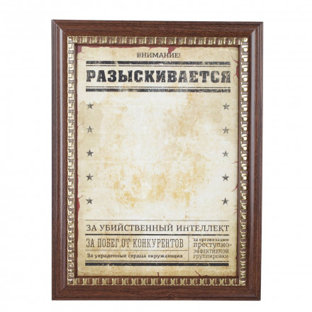 Панно-фоторамка «Внимание! Розыск», дерево