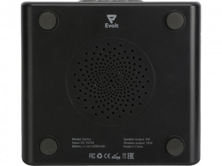 Беспроводная колонка с часами и функцией беспроводной зарядки Sentry, черный (P)