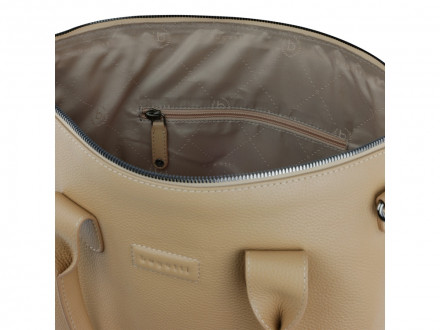 Сумка-шоппер BUGATTI Elsa, песочного цвета, воловья кожа/полиэстер, 46х11х31,5 см