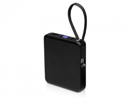 Внешний аккумулятор со встроенным кабелем USB-C Дэнси, 5000 мАч, черный