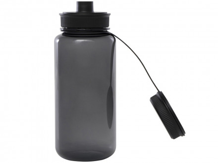Спортивная бутылка Ryder из переработанного ПЭТ-пластика объемом 900 мл с многофункциональной крышкой, сертифицированная RCS - сплошной черный