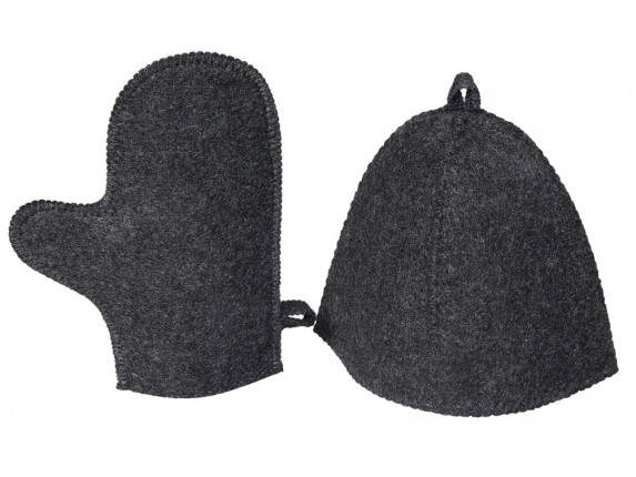 Банный набор из шапки и рукавицы Renew, серый