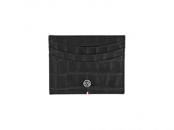 Чехол для кредитных карт (6), Croco Dandy, черная. телячья кожа с тиснением под крокодила