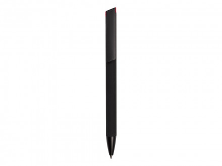 Ручка металлическая шариковая Taper Metal софт-тач с цветным зеркальным слоем, черный с красным