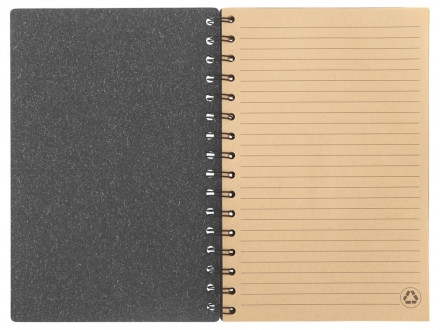 Блокнот на спирали в картонной обложке с переработанной бумагой Mania, черный