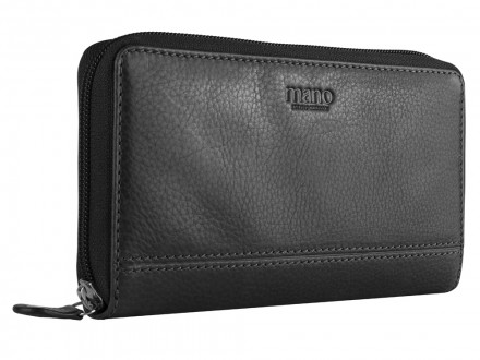 Кошелек Mano Don Montez, натуральная кожа в черном цвете, 19 х 10,3 см