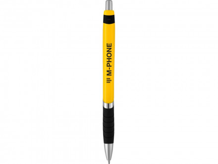 Однотонная шариковая ручка Turbo с резиновой накладкой, желтый
