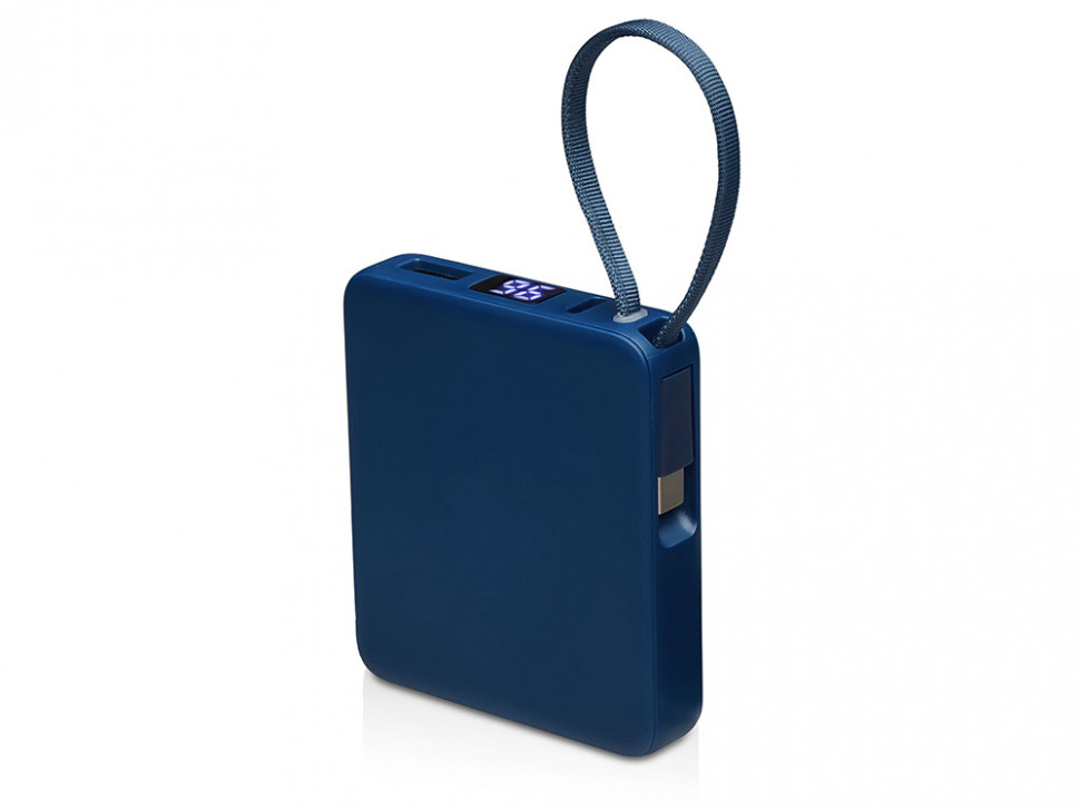 Внешний аккумулятор со встроенным кабелем USB-C Дэнси, 5000 мАч, темно-синий