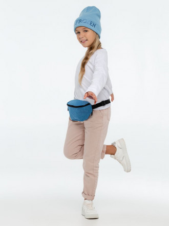 Шапка детская с вышивкой Frozen, голубая