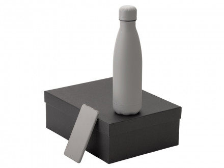 Подарочный набор с термобутылкой и повербанком С1, 5000 mAh, серый