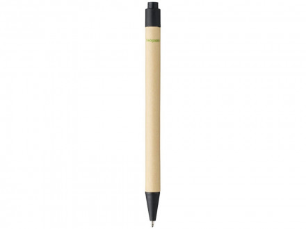 Шариковая ручка Berk из переработанного картона и кукурузного пластика, натуральный/черный