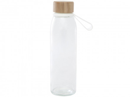 Стеклянная бутылка для воды Porto объемом 500 мл с силиконовой ручкой и бамбуковой крышкой - Прозрачный