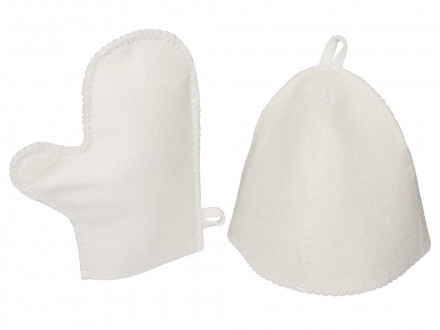 Банный набор из шапки и рукавицы Renew, белый