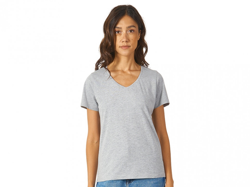 Футболка Heavy Super Club N женская с V-образным вырезом, серый меланж