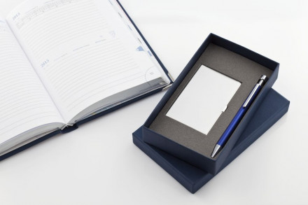 Набор Join: футляр для визиток и шариковая ручка, синий