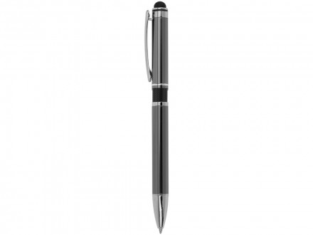 Ручка металлическая шариковая Isabella с анодированным покрытием и цветной вставкой, оружейная сталь и черны