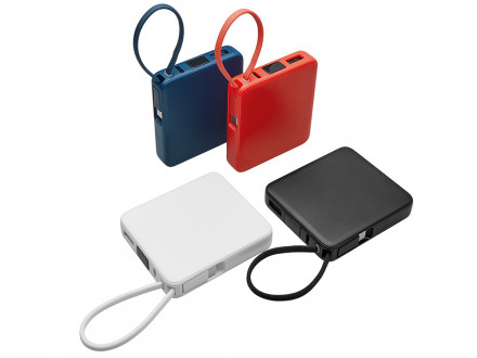 Внешний аккумулятор со встроенным кабелем USB-C Дэнси, 5000 мАч, белый