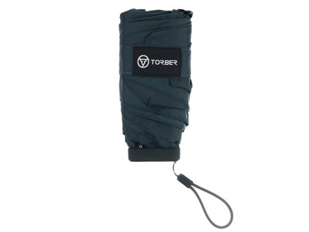 Зонт складной женский TORBER, механика, 5 сложений, синий, каркас алюминий, эпонж, пластиковая ручка, диаметр 91 см