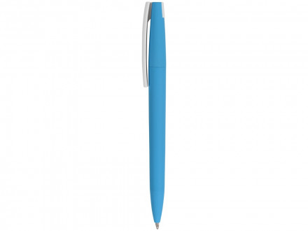 Ручка пластиковая soft-touch шариковая Zorro, голубой/белый