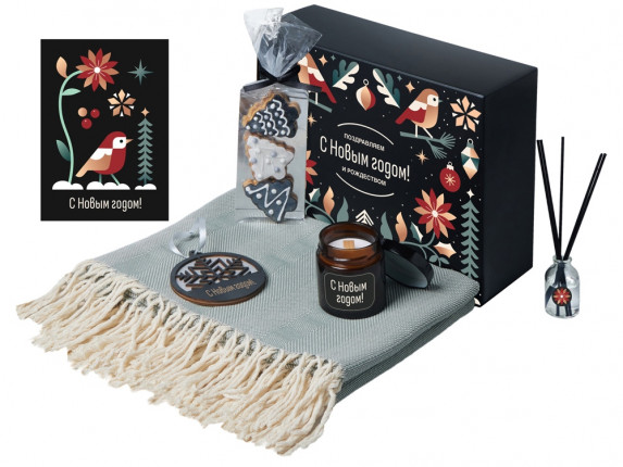 Подарочный набор с пледом, свечой и диффузором