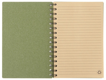 Блокнот на спирали в картонной обложке с переработанной бумагой Mania, зеленый