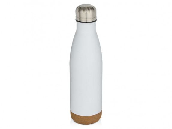 Бутылка для воды Cove из нержавеющей стали с двойными стенками и вакуумной изоляцией, объемом 500 мл, с пробковыми деталями - Белый