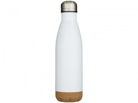 Бутылка для воды Cove из нержавеющей стали с двойными стенками и вакуумной изоляцией, объемом 500 мл, с пробковыми деталями - Белый