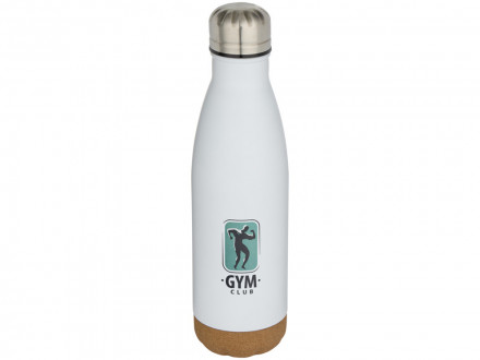 Бутылка для воды Cove из нержавеющей стали с двойными стенками и вакуумной изоляцией, объемом 500 мл, с пробковыми деталями - Белый