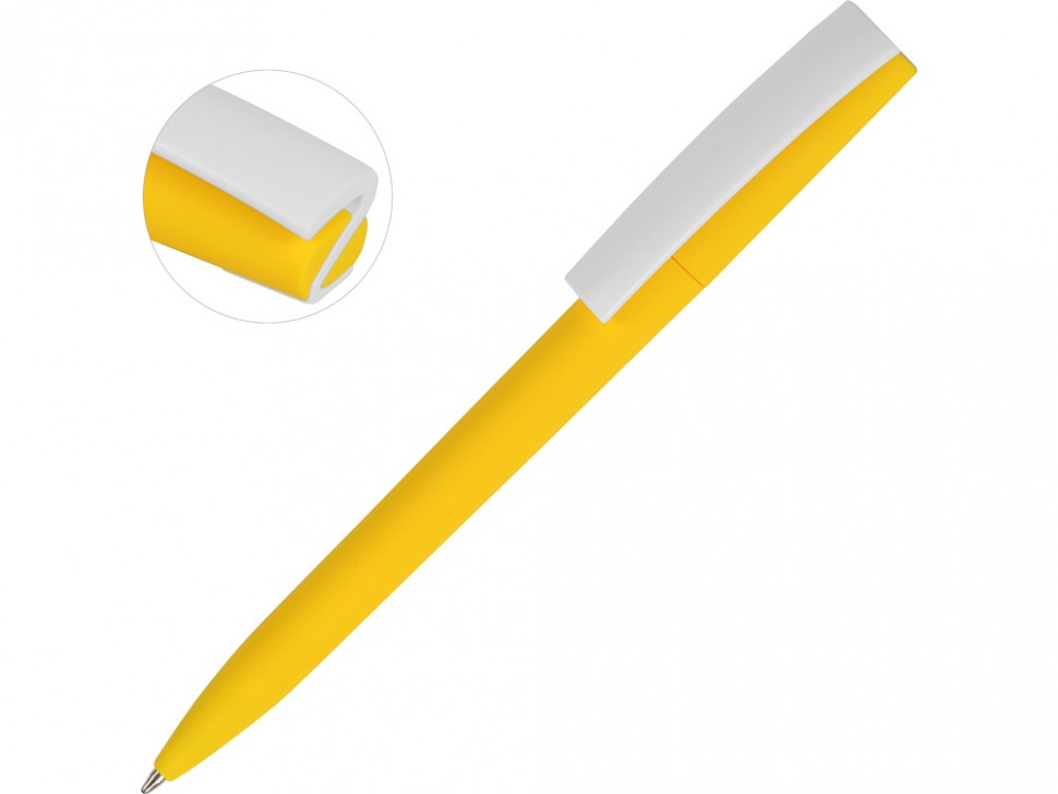 Ручка пластиковая soft-touch шариковая Zorro, желтый/белый
