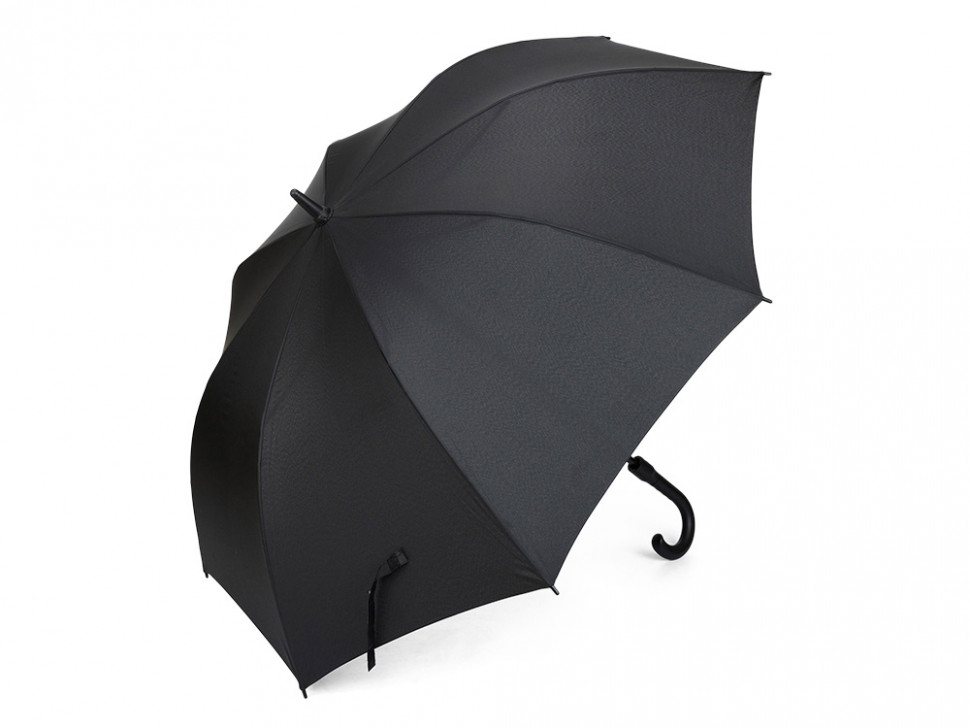 Зонт трость мужской TORBER, полуавтомат, черный, каркас файбергласс, эпонж, пластиковая ручка, диаметр 120 см