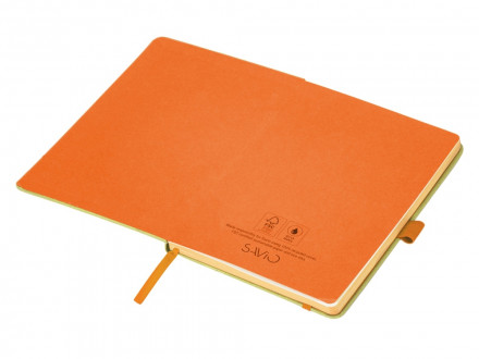 Блокнот A5 Sevilia Color, твердая обложка из крафта, 80 листов, цветной срез и форзац, натуральный/оранжевый
