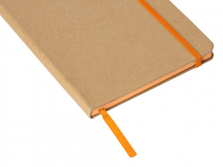 Блокнот A5 Sevilia Color, твердая обложка из крафта, 80 листов, цветной срез и форзац, натуральный/оранжевый
