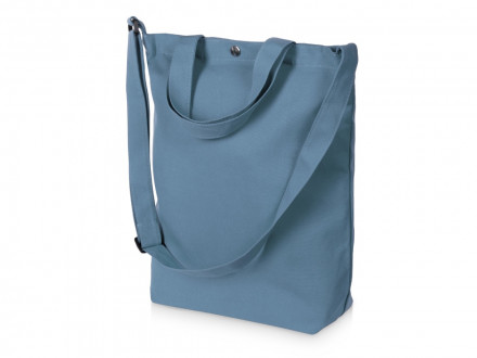 Сумка Helfer из хлопка на кнопке с регулирующейся лямкой, антрацит