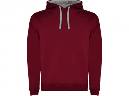 Толстовка с капюшоном Urban мужская, гранатовый/серый меланж