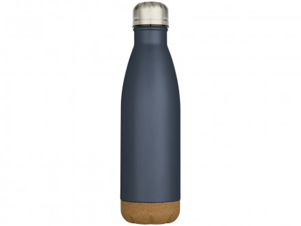 Бутылка для воды Cove из нержавеющей стали с двойными стенками и вакуумной изоляцией, объемом 500 мл, с пробковыми деталями - Hale Blue