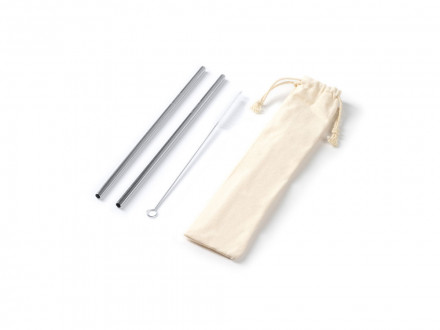 Набор MALOW из 2 соломинок из нержавеющей стали 304, серебристый