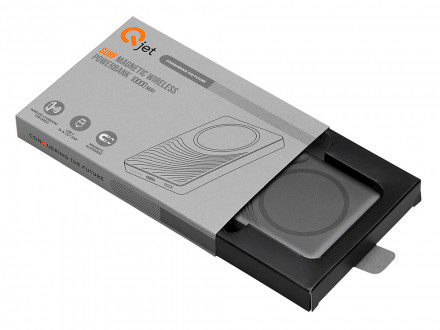 Магнитный беспроводной внешний аккумулятор, QC/PD Сёрф, 10000 мАч, серый