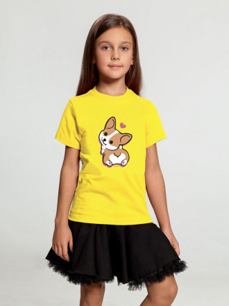 Футболка детская Little Corgi, желтая