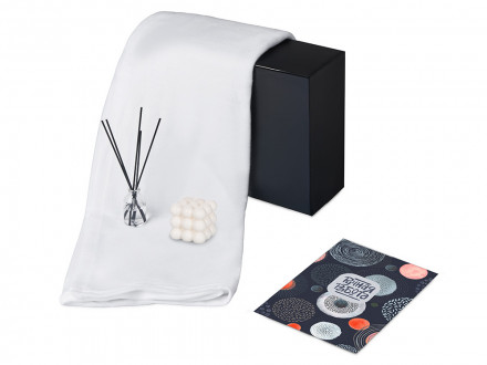 Подарочный набор с пледом, свечой и диффузором, белый