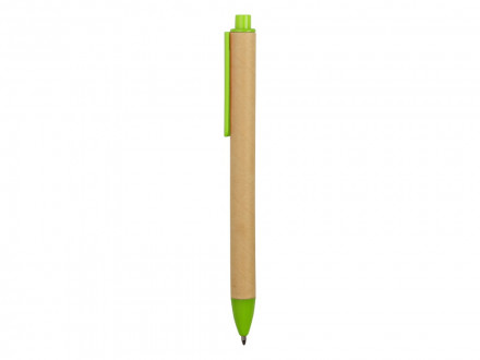 Ручка картонная пластиковая шариковая Эко 2.0, бежевый/зеленое яблоко