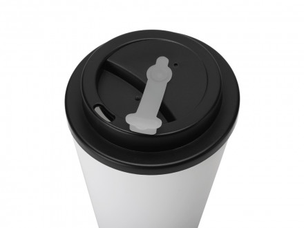 Пластиковый стакан Take away с двойными стенками и крышкой с силиконовым клапаном, 350 мл, белый/черный