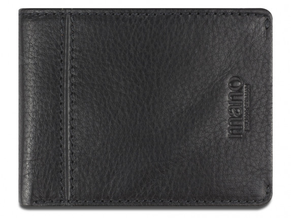 Бумажник Mano Don Montez, натуральная кожа в черном цвете, 11 х 8,4 см