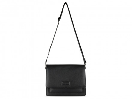 Сумка через плечо женская BUGATTI Elsa, чёрная, воловья кожа/полиэстер, 25х8,5х20 см